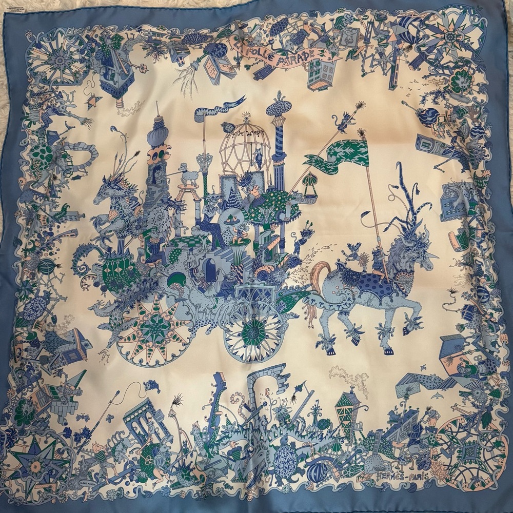 Blue and White HERMES Silk Scarf NIB — THIS SOLD ALREADY
